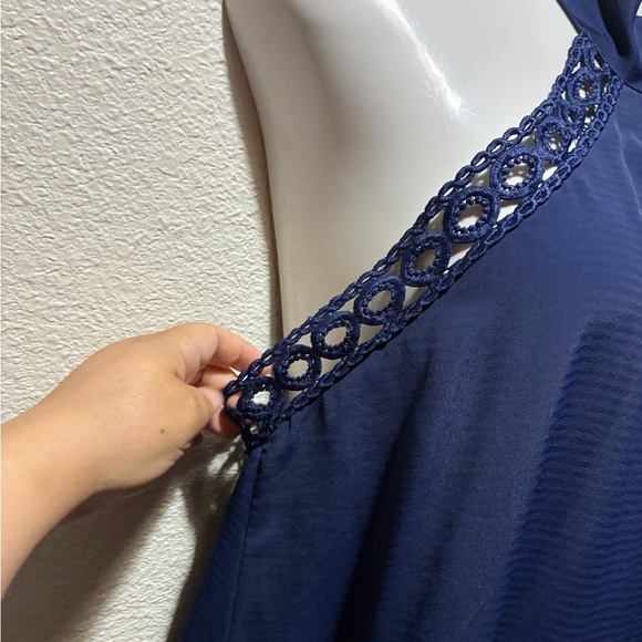 Lulu's Navy Blue Backless Halter Lace Sundress XL - Picture 6 of 15